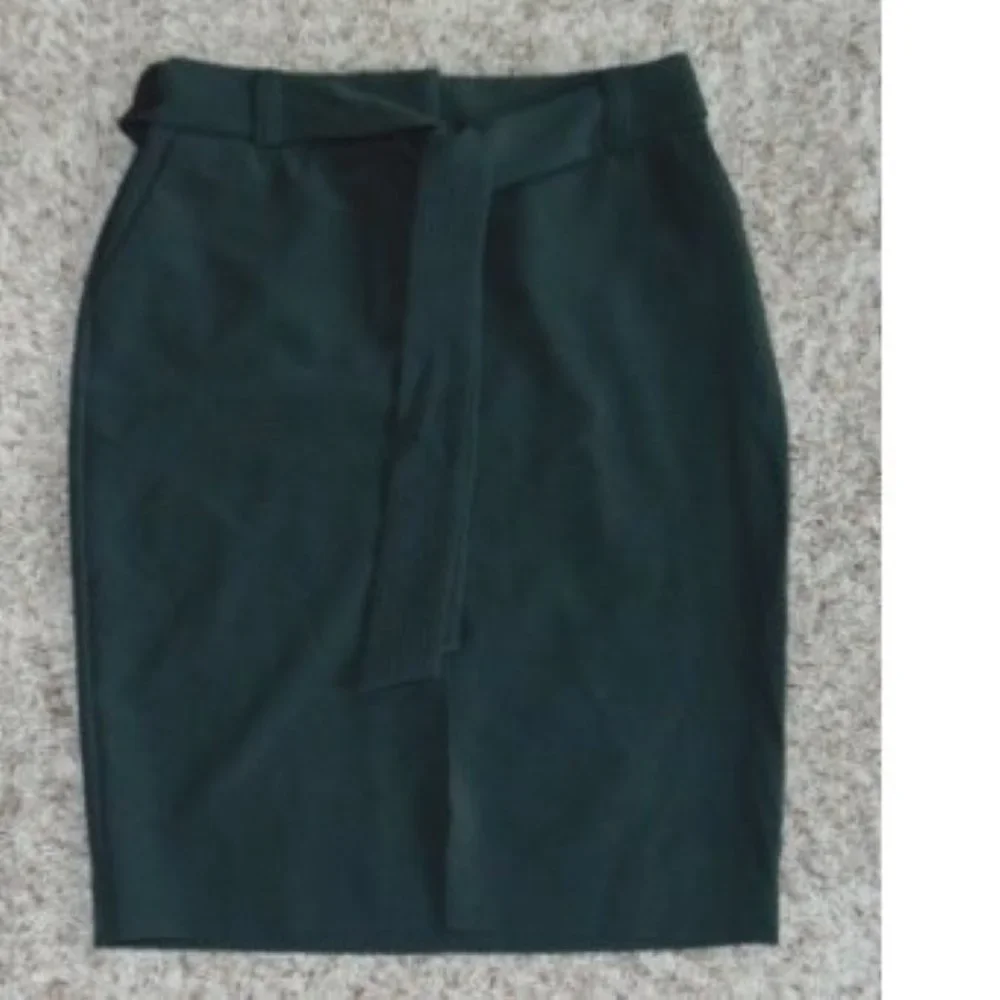 Apt 9 Pencil Skirt Womens 14 Peat Tie Front Sash Midi Side Slits Dress Sleek